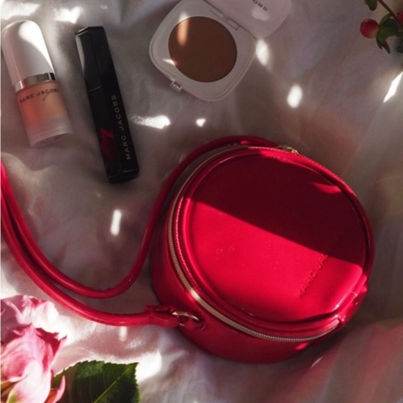 Marc Jacobs beauty Mini red purse Cosmetic Bag crossbody dew drop mascara bronze - Picture 1 of 12